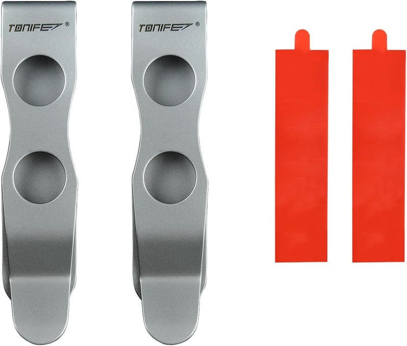 TONIFE Pocket Clip for Smartphones Multi Tool Utility Clip for Belt Holster Mobile Case, Secured with 3M VHB Adhesive, Stainless Steel (Bead Blasting x2) - Image 1